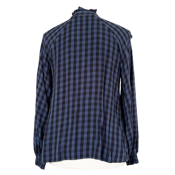 Cabi Aberdeen Blue Plaid Ruffle Button Front Blouse Top Size Small - Picture 6 of 12